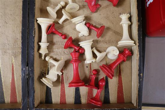 A carved ivory chess set, a Brittains Garden Set and a boxed game of Crickette